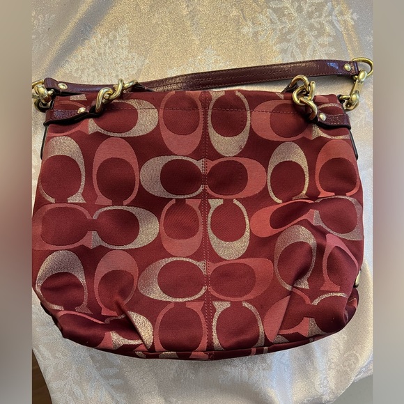 Coach Brooke red and gold shoulder bag - Picture 3 of 14